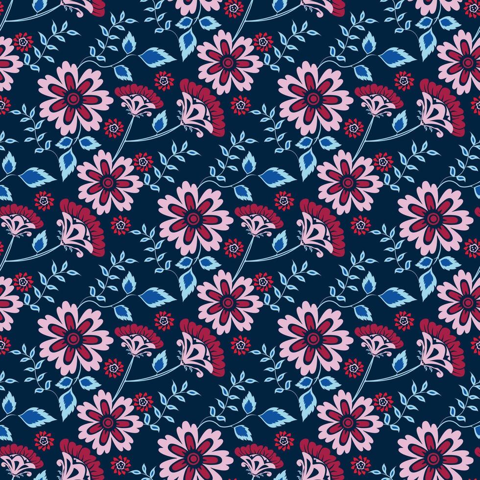 Floral Seamless Pattern Ethnic Floral Textile Design Folk Flower And Leaf Print Design. vector