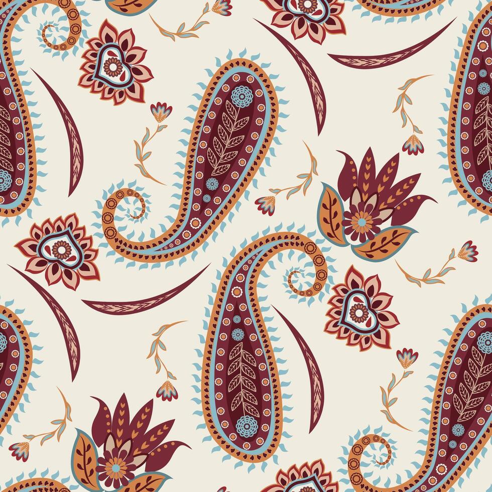 Paisley Folk Flower Print Design Floral Ethnic Seamless Pattern Floral Abstract Ornament Pattern. vector