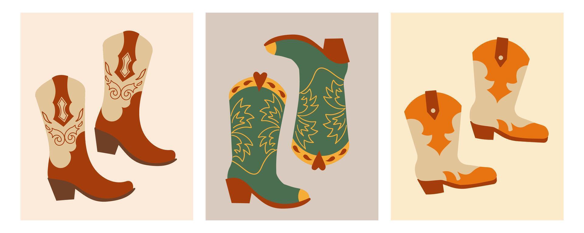Different ornaments. Wild West Clipart icons. Hand drawn colored set. Elements are isolated .Cowboy western theme, wild west, Texas. Sheriff Horse Ranch . vector
