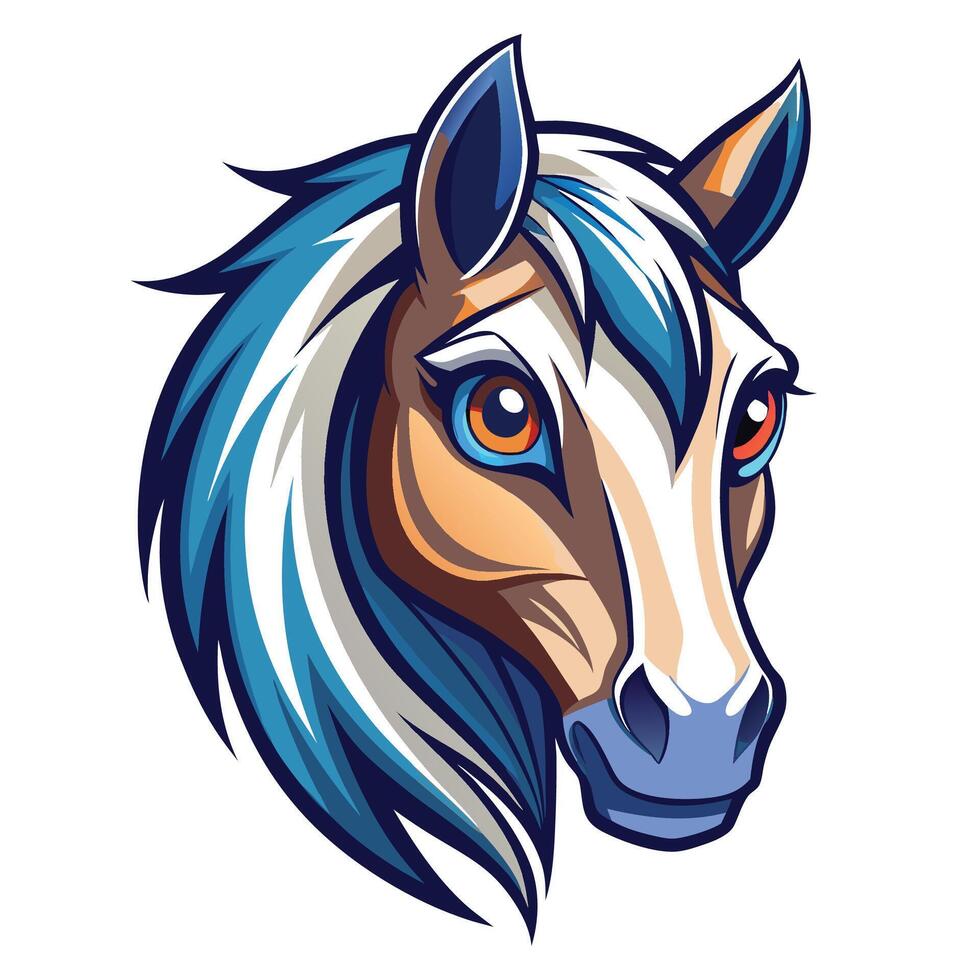 horse head mascot white background, illustration vector
