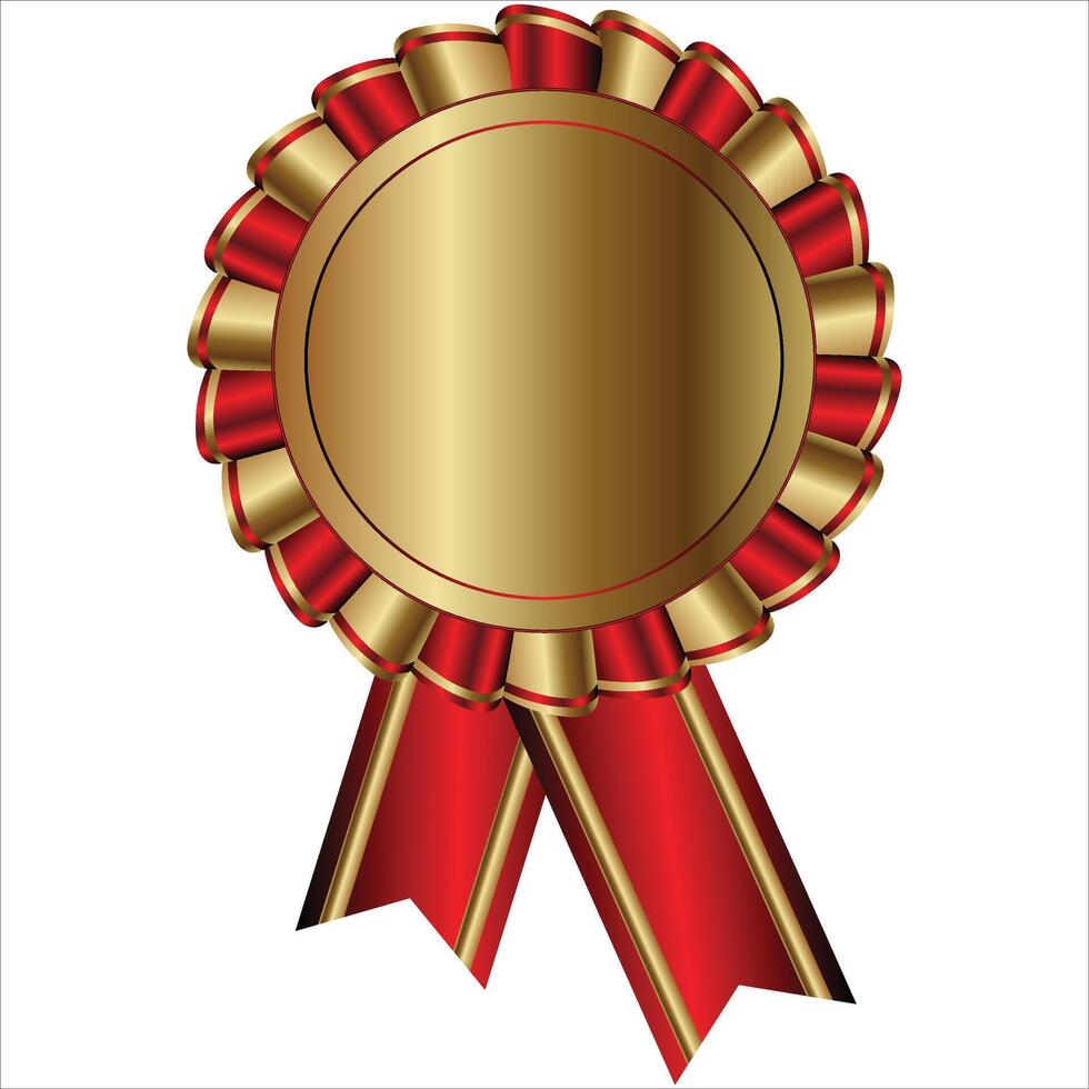 Beautiful award medal and ribbons badge eps on transparent background vector