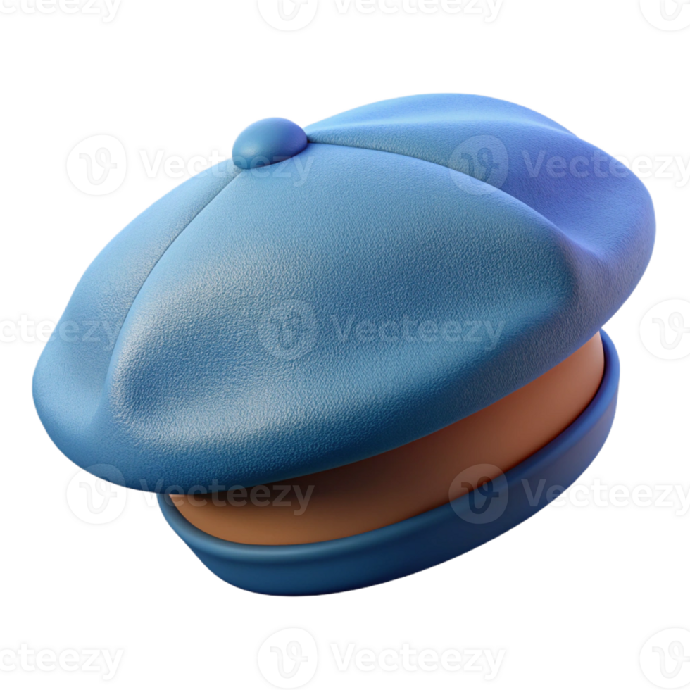 3D Icon of Blue Beret French Fashion Accessory png
