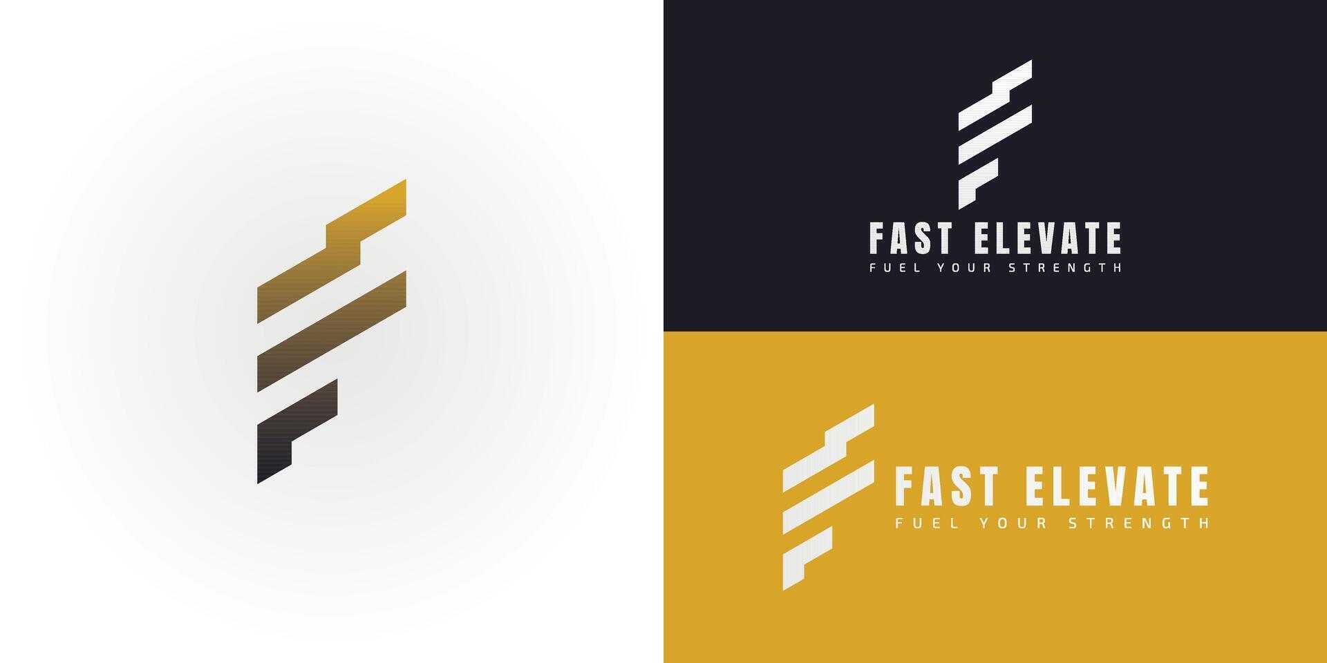 The dynamic logo design creatively integrates the initials FE into a stylized, fragmented, diagonal form. This unique symbol evokes a sense of speed, agility, and performance. vector