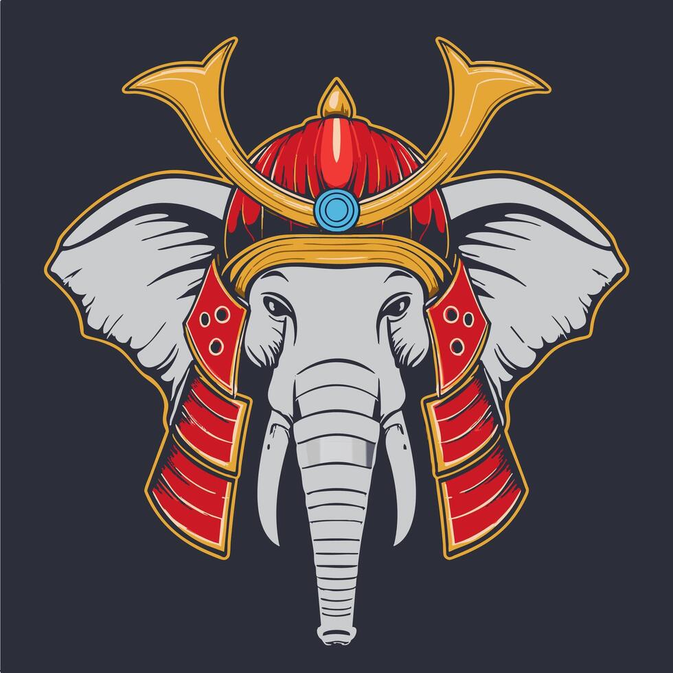 Elephant with samurai mask vector