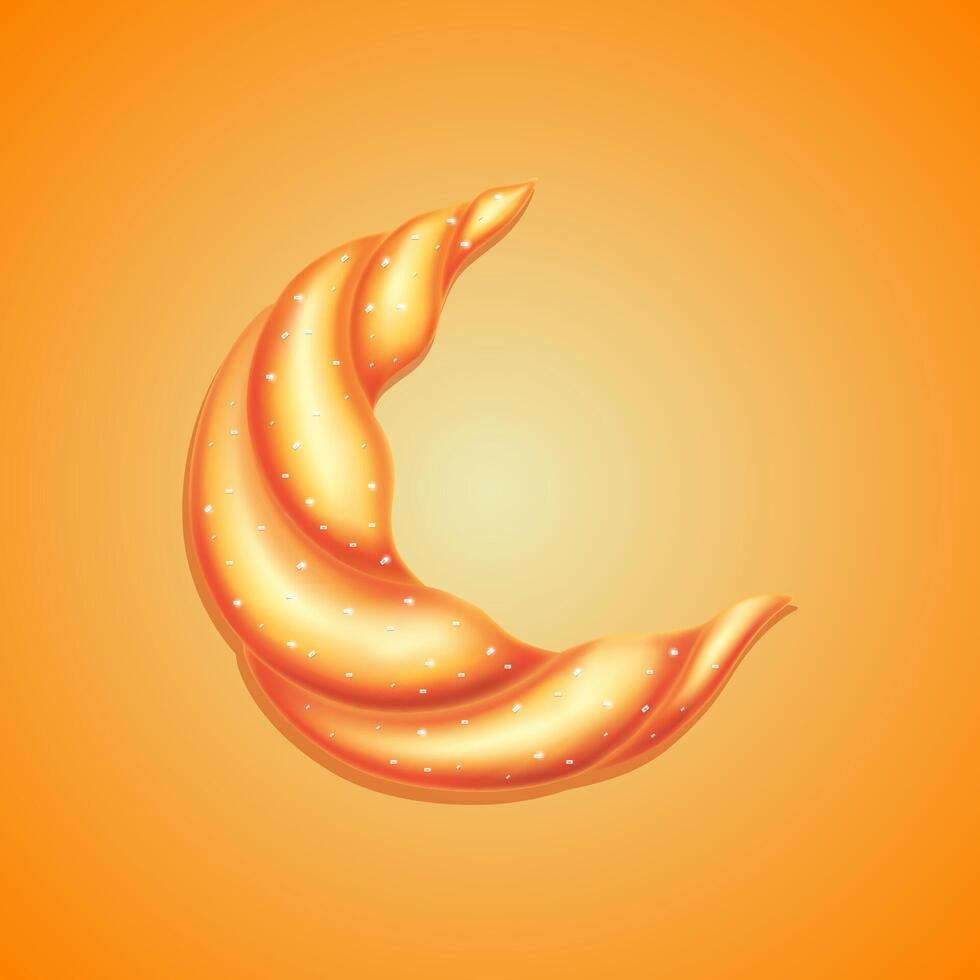 Crescent moon shaped cake with sugar sprinkles vector