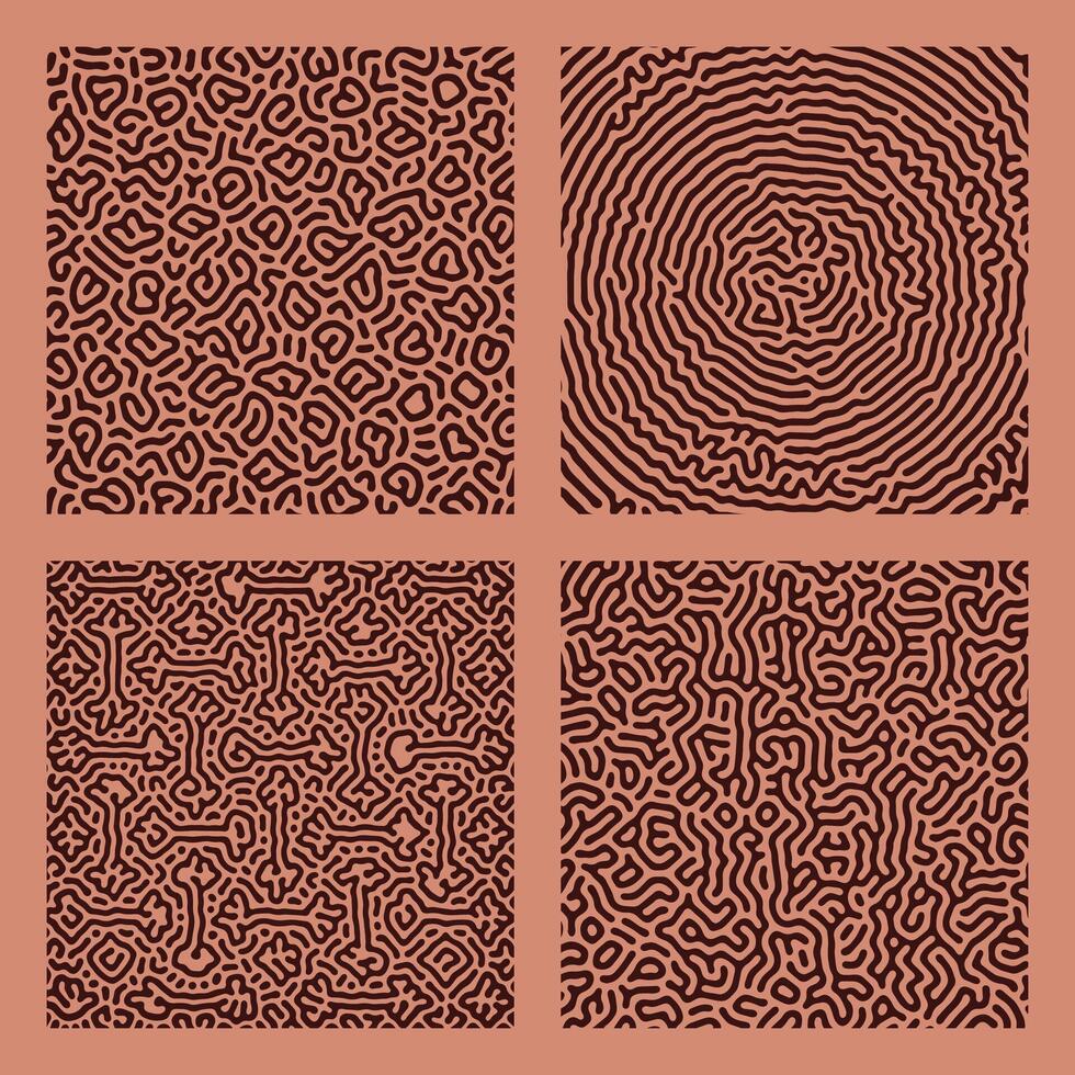 set of red organic turing abstract lines pattern background. pack collection vector