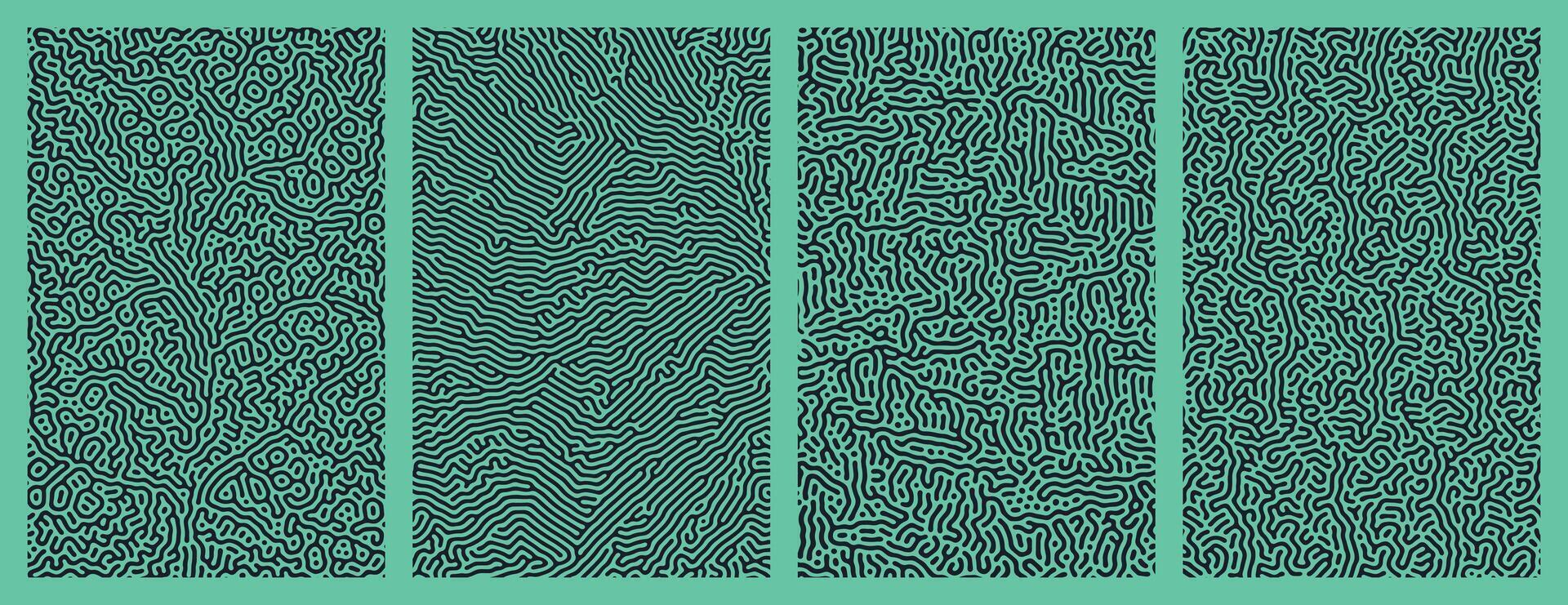 A collection of green organic Turing abstract line patterns for background design vector