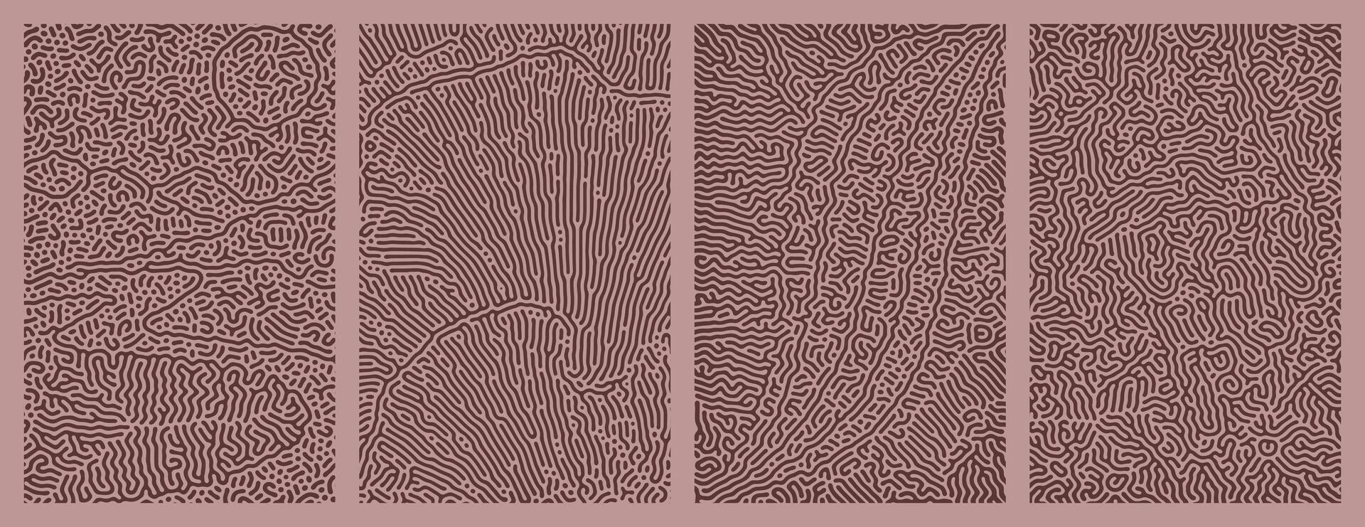 maroon Background design pack collection featuring organic, abstract Turing style line patterns vector