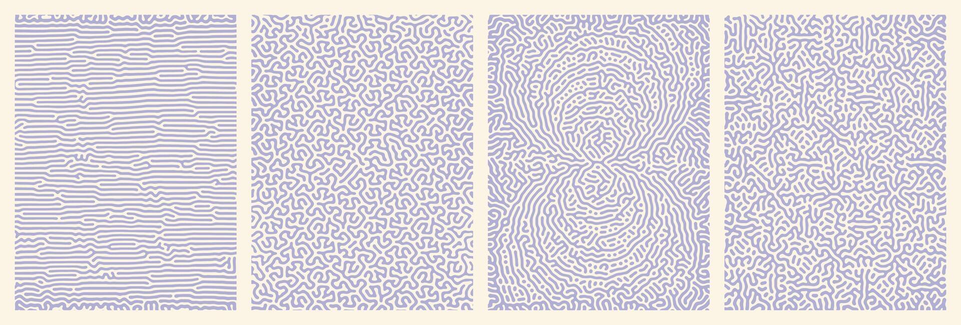 set of purple organic turing abstract lines pattern background. pack collection design vector