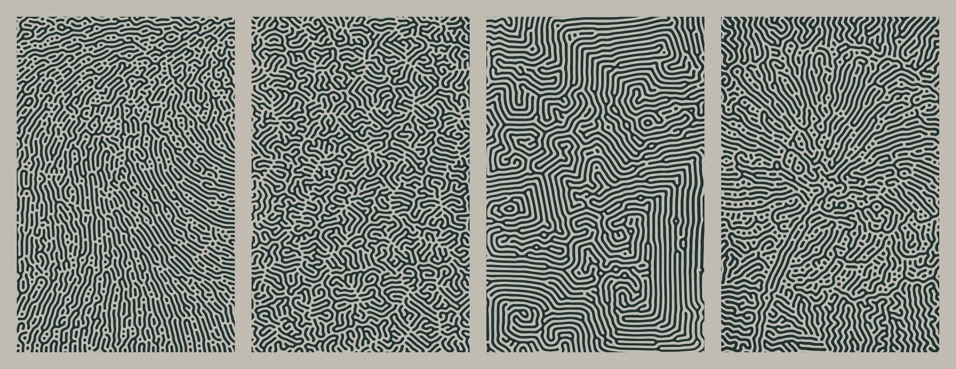 A set of green collection of abstract green organic line turing patterns perfect for backgrounds vector