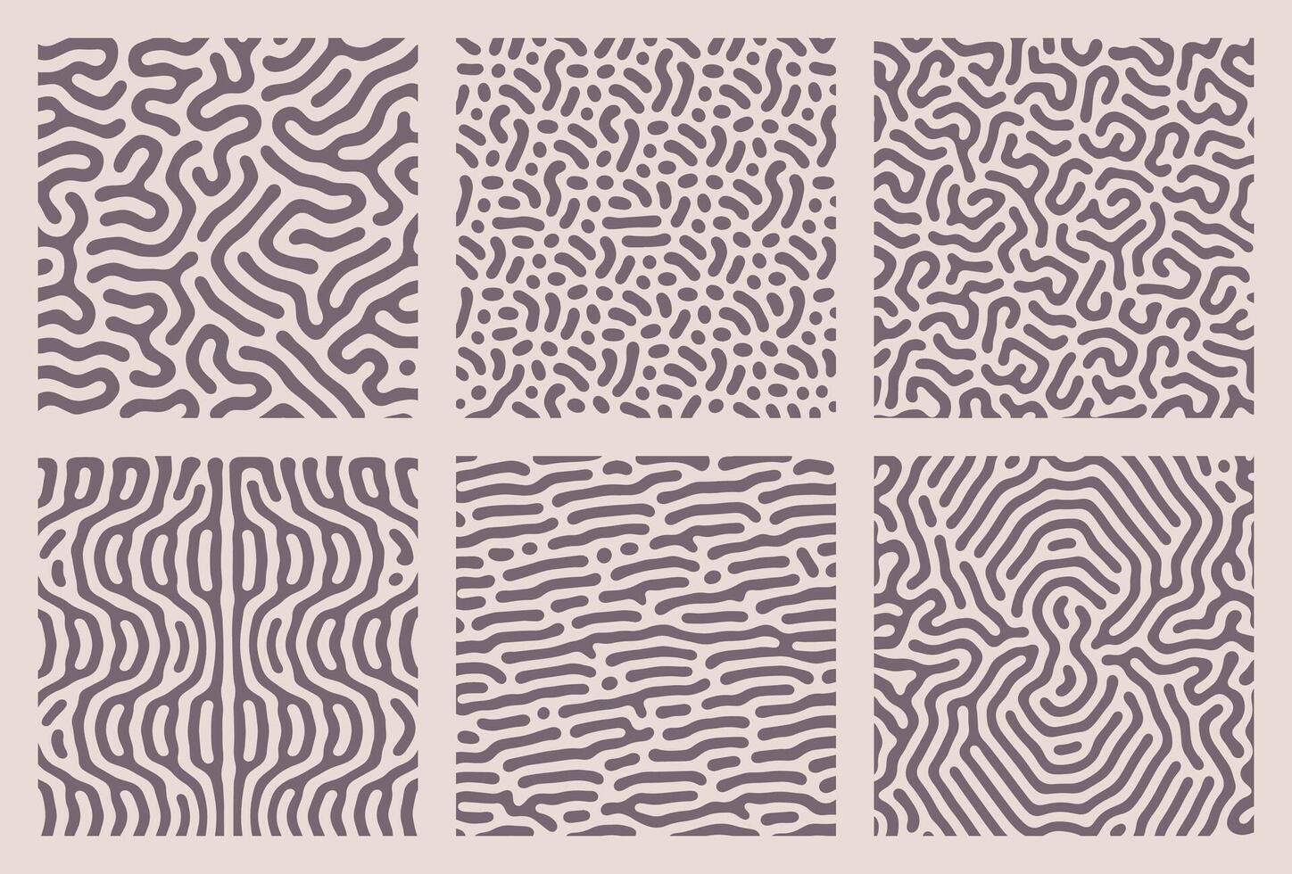 set of brown organic turing abstract lines pattern background. pack collection design vector