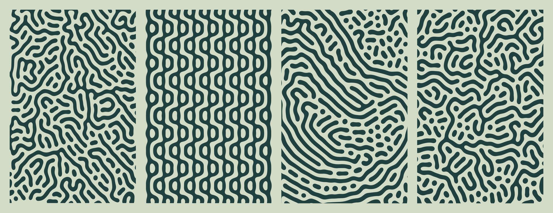 set of green organic turing abstract lines pattern background. pack collection vector