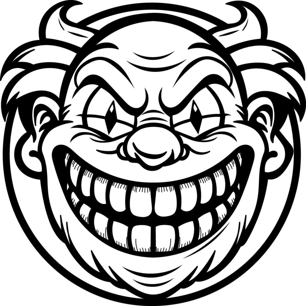 A glyph sticker of scary smile vector