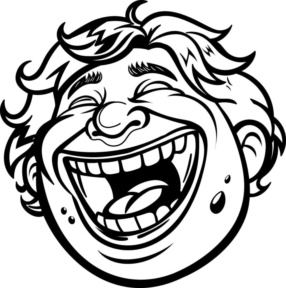 A glyph style sticker of laughing man vector