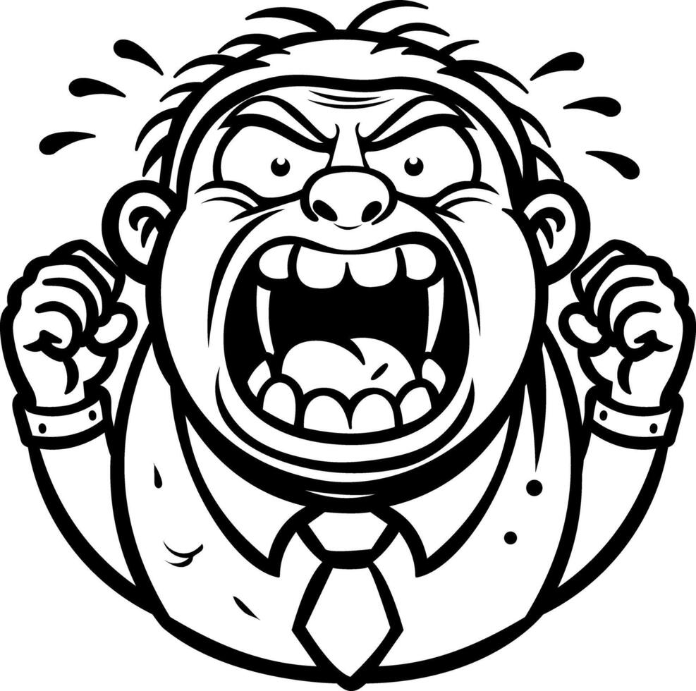A glyph style sticker of an extremely angry person vector