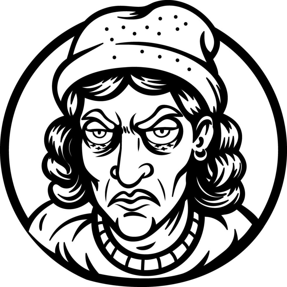 A glyph sticker of serious character vector