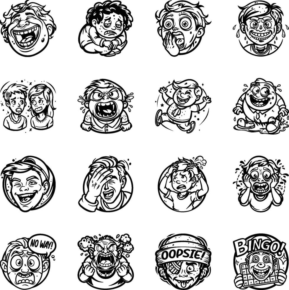 Collection of Glyph Style Reaction Stickers vector