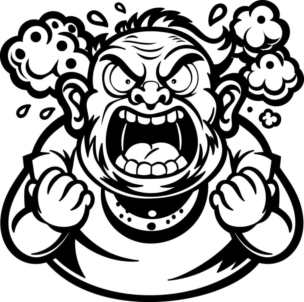 A glyph sticker of furious man shouting with anger vector