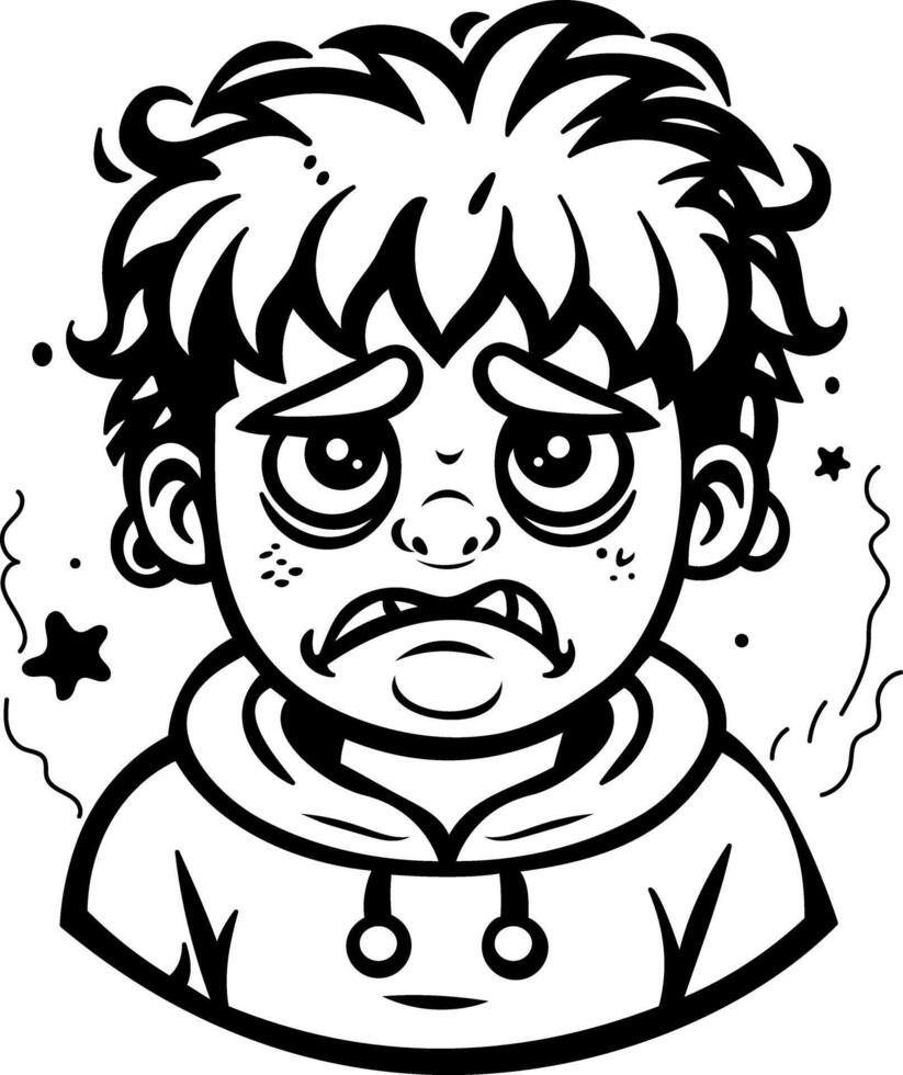 A glyph sticker of a disappointed boy vector