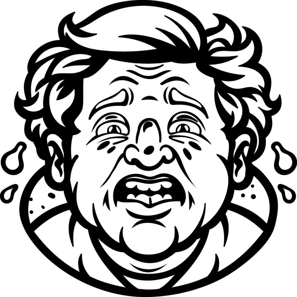 A glyph sticker of a worried man vector