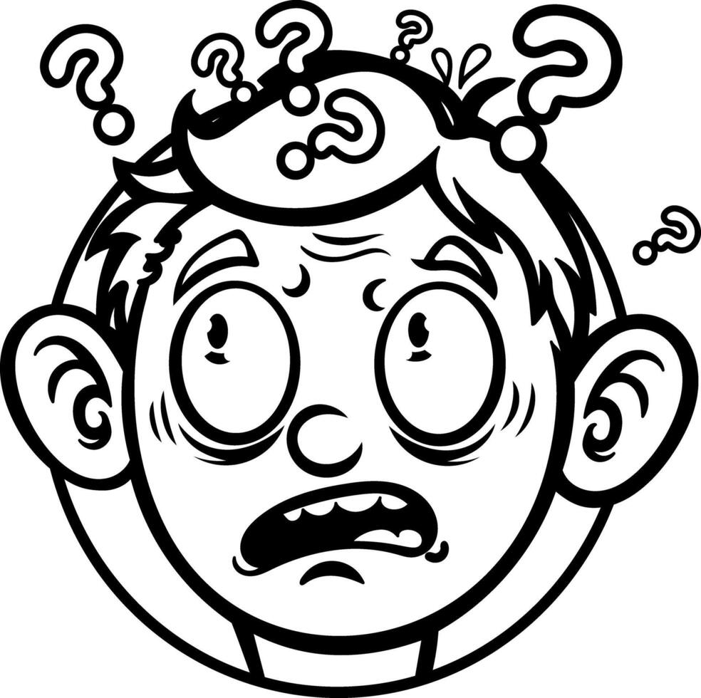 A glyph style sticker of a confused boy vector
