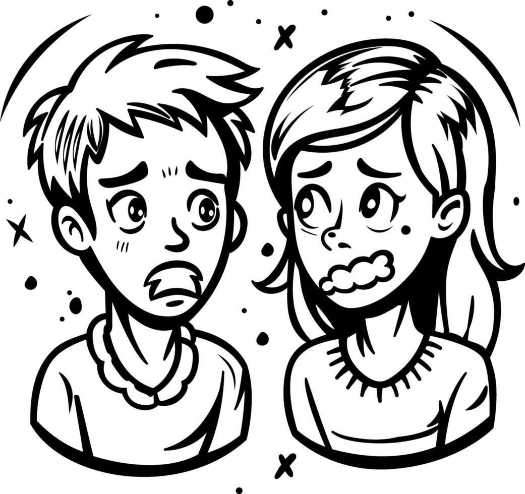 A glyph style sticker of nervous couple vector