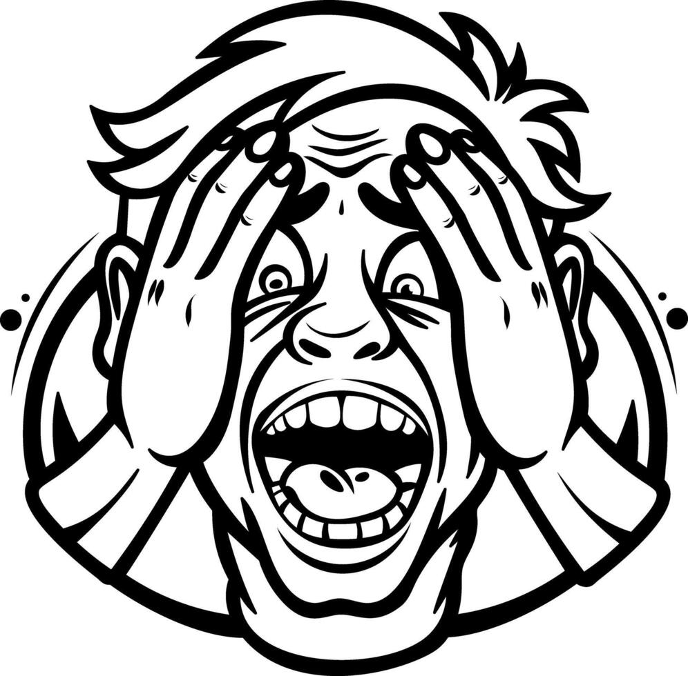 A glyph sticker of shocked man vector