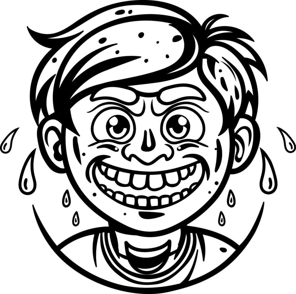A glyph sticker of nervous boy vector