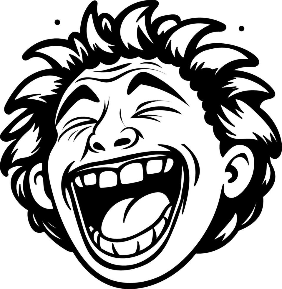 A glyph sticker of a laughing face vector