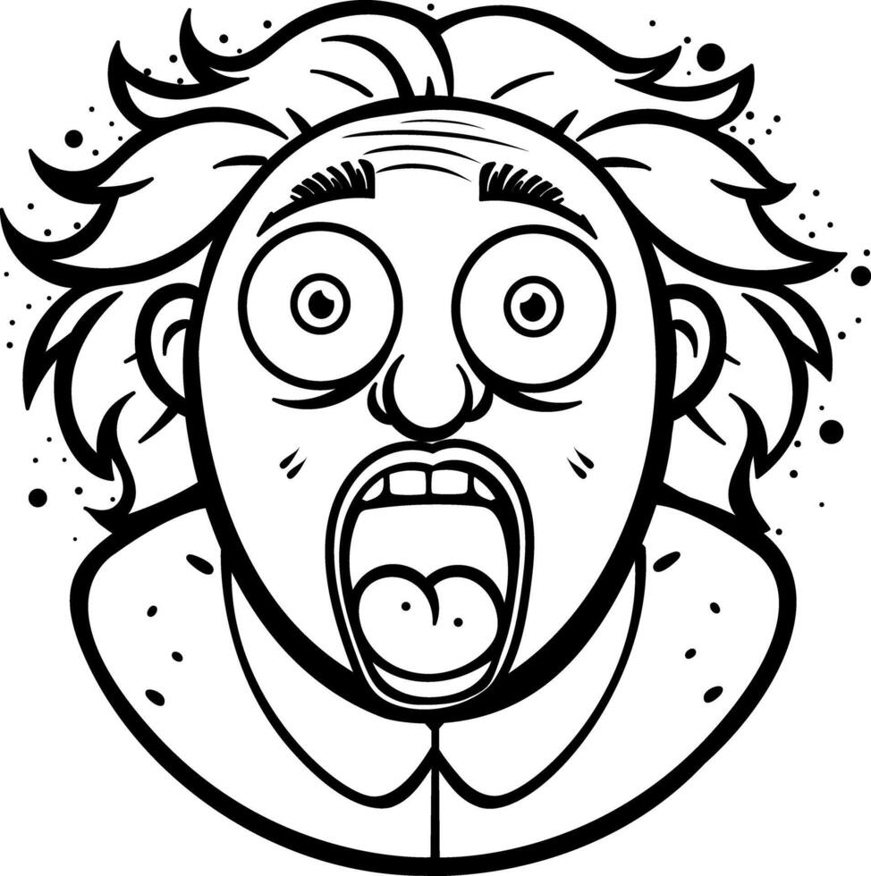 A glyph style sticker of an afraid man vector