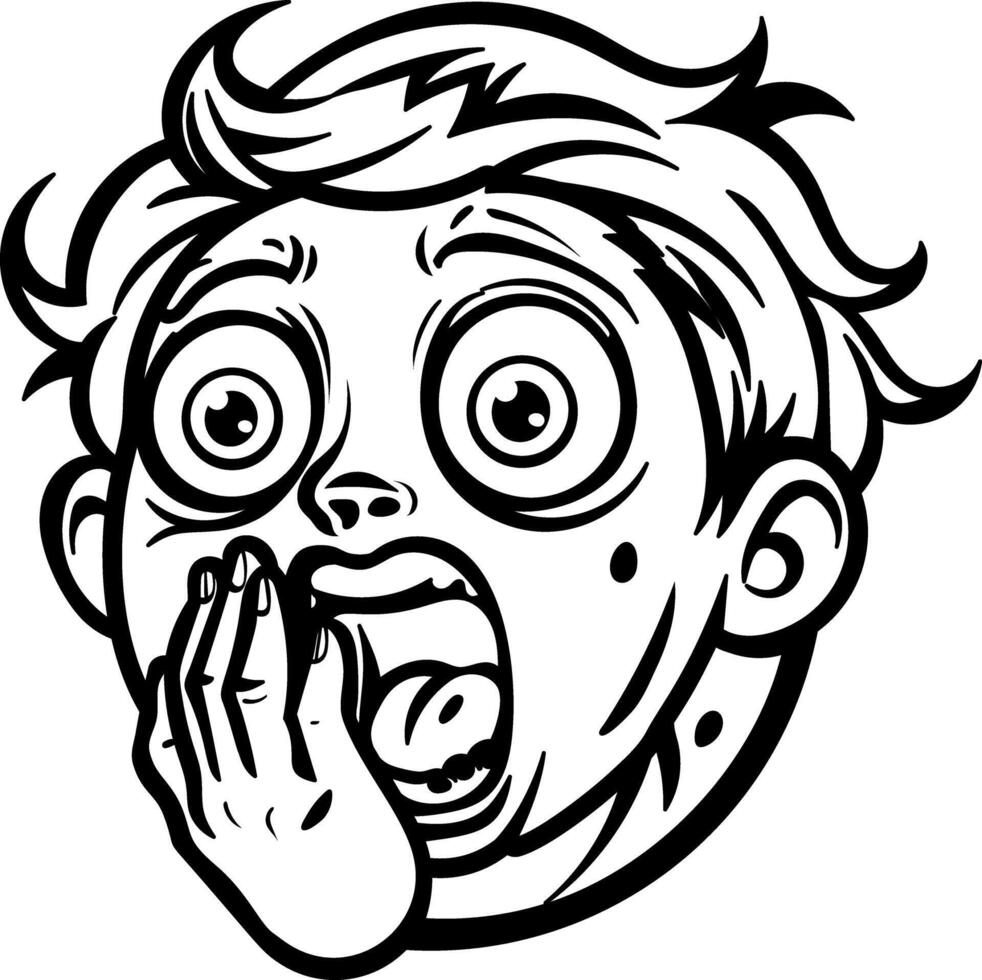 A glyph sticker of a frightened boy with shocking face vector