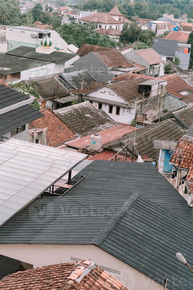 Urban tapestry, A view of rooftops in an Asian neighborhood photo