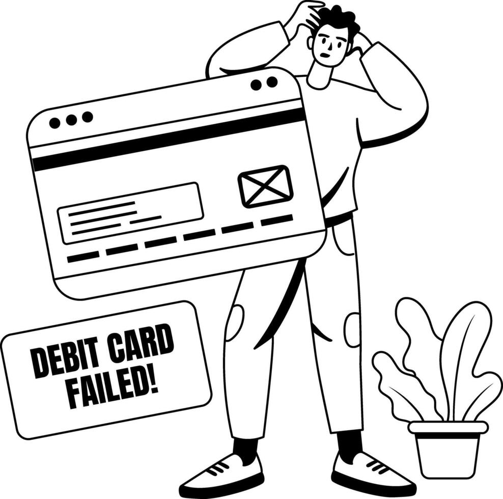 A glyph illustration of character having card error vector