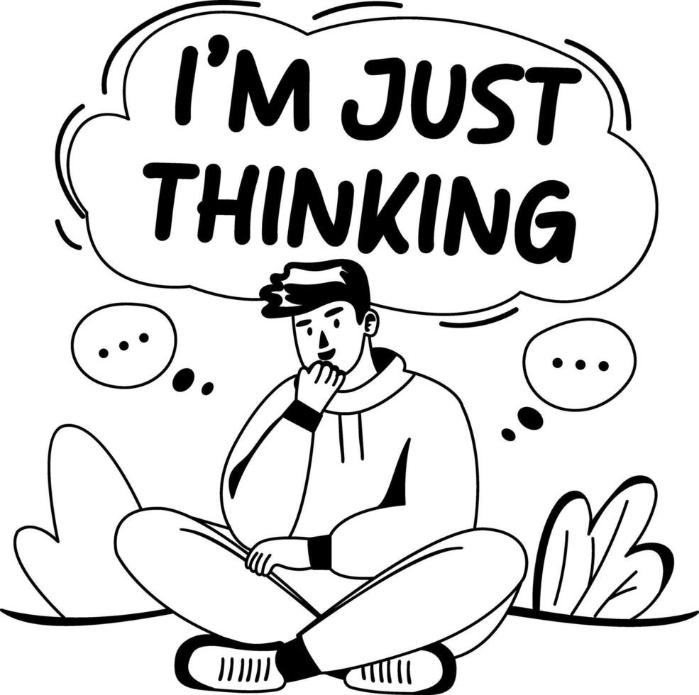A glyph illustration of ruminating character vector