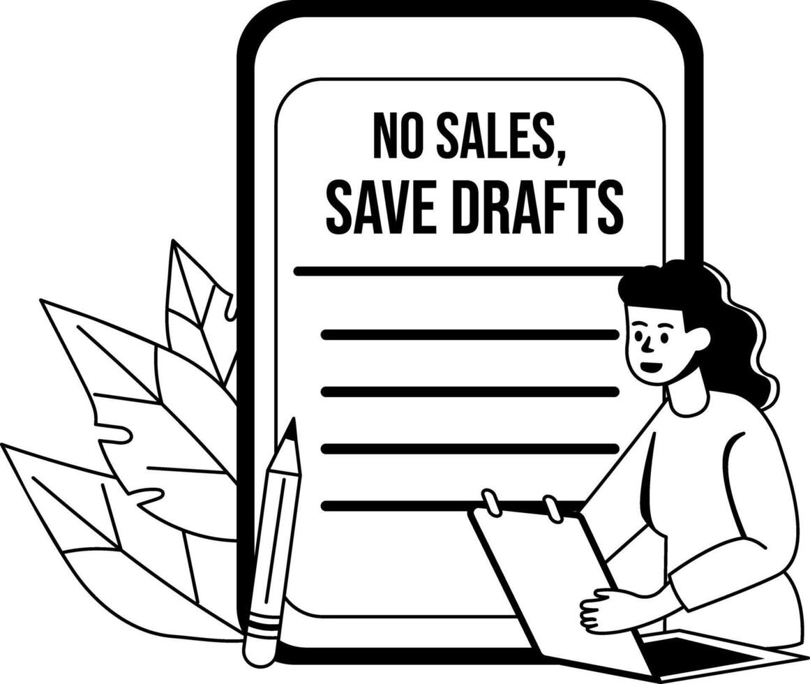 A glyph illustration of character checking saved drafts vector