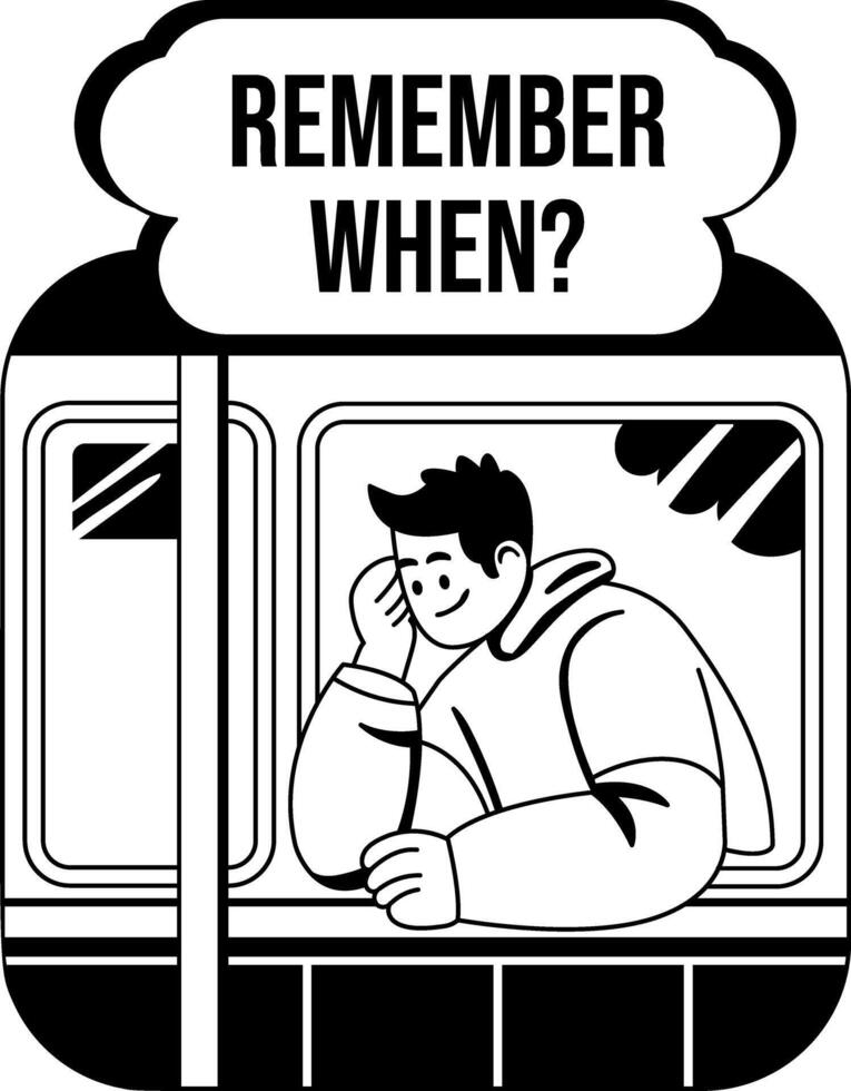 A glyph illustration of remembering character vector