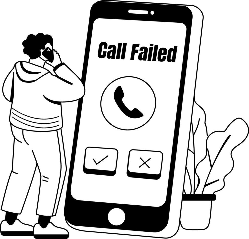 Call failed illustration of a character in glyph style vector