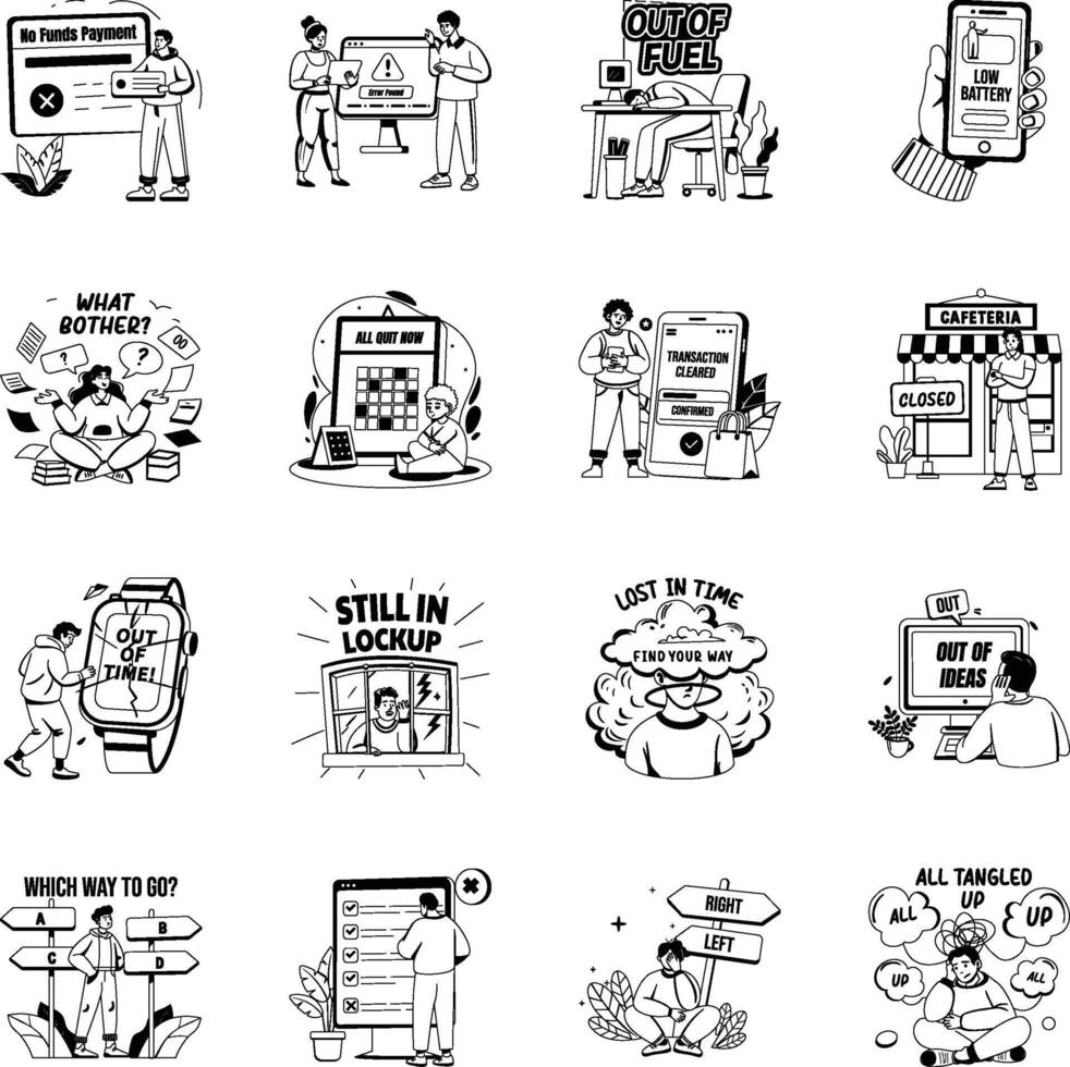 Collection of Glyph Style Empty State Illustrations vector