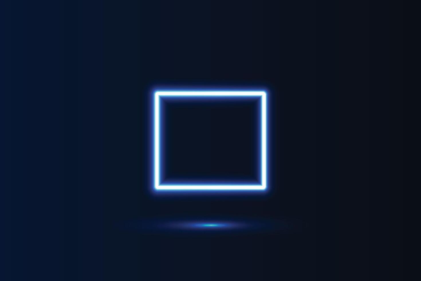 Neon Glow blue light geometric shape rectangle and shadow vector