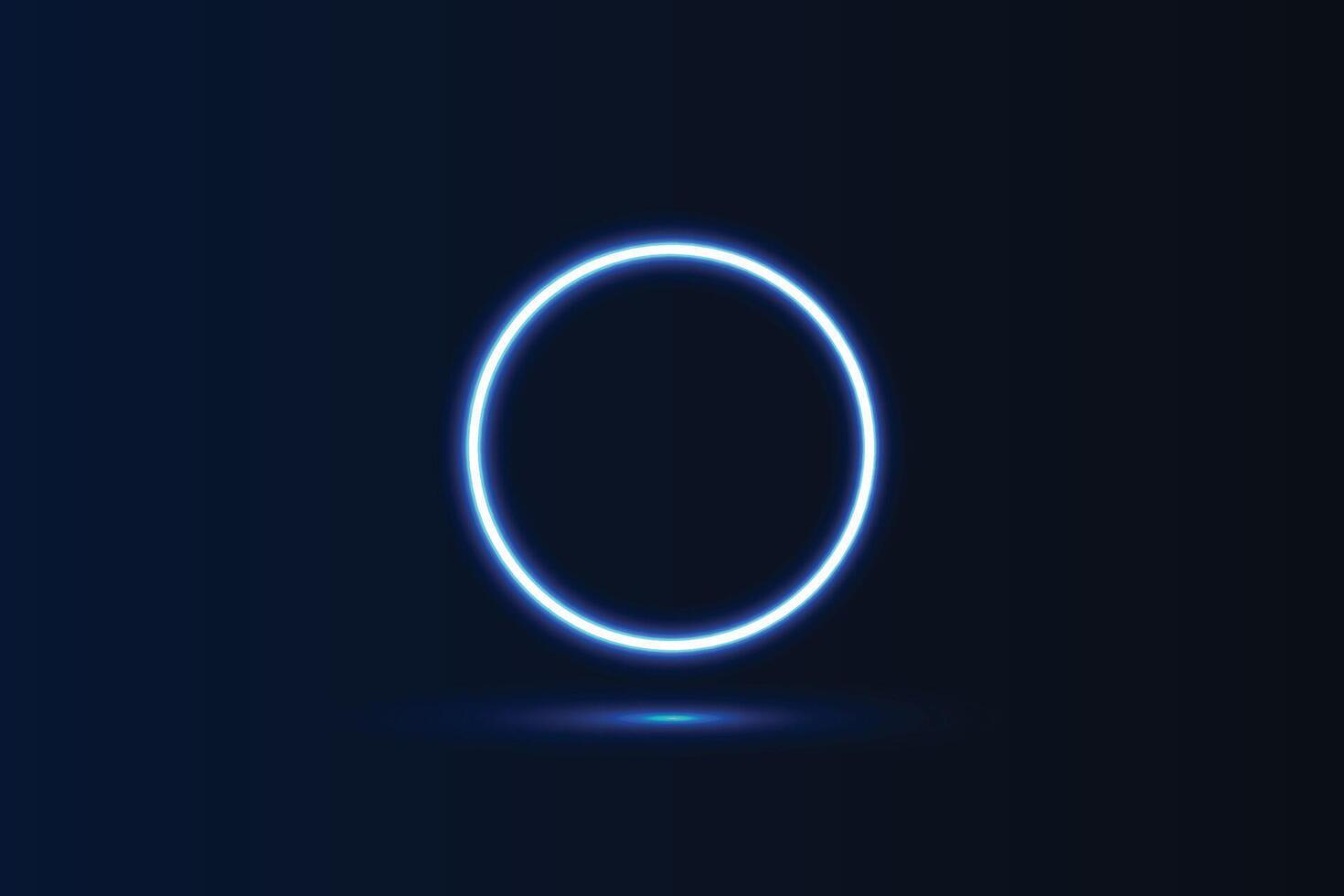Neon Glow blue light geometric shape circle and shadow vector
