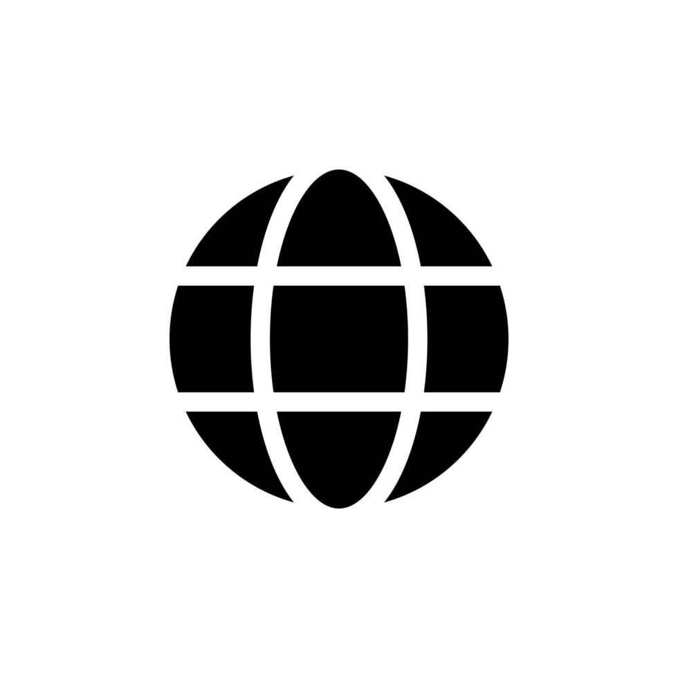 A black and white globe icon on a white background vector