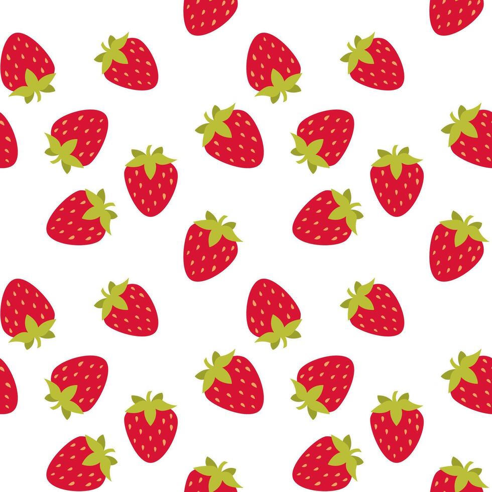 Strawberry berries simply pattern on white background vector