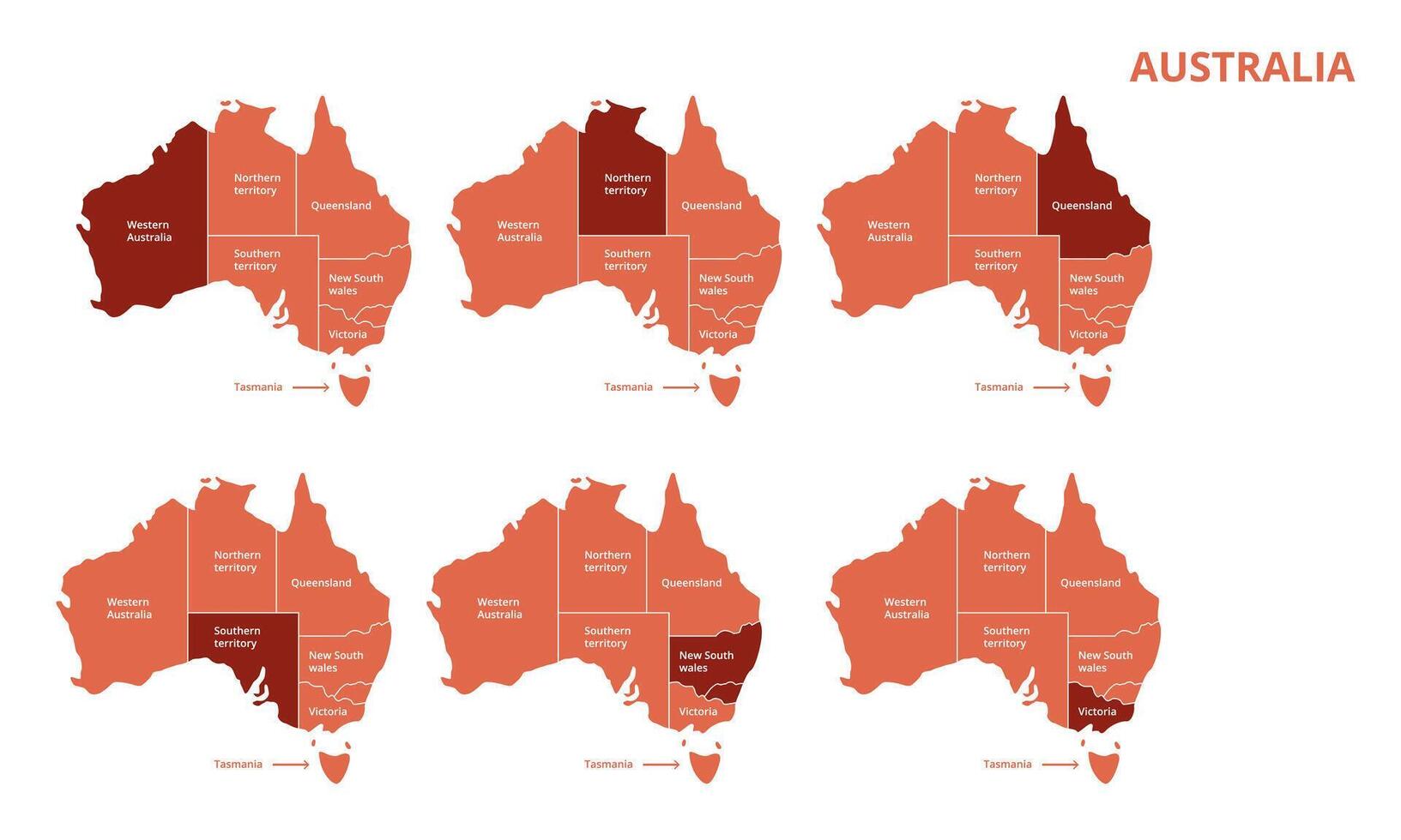 Australia states map on white background vector