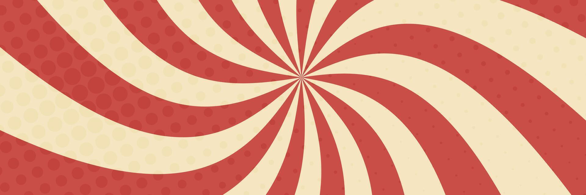 Abstract background with sun rays and dotted pattern. Pop art banner vector