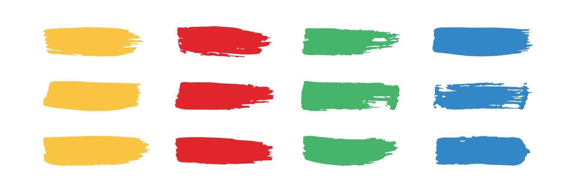 Grunge paintbrush stripes on white. Colorful hand drawn lines for speech bubble boxes vector