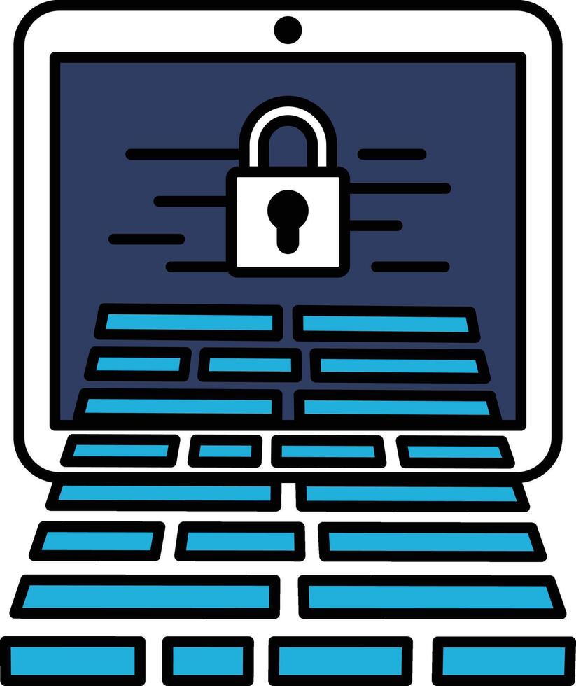 A computer screen with a blue keyboard and a blue lock on it vector