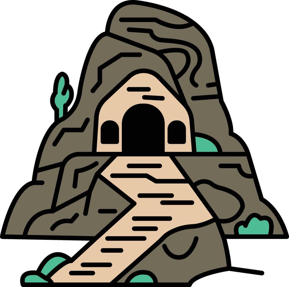 cave with a path leading to it vector