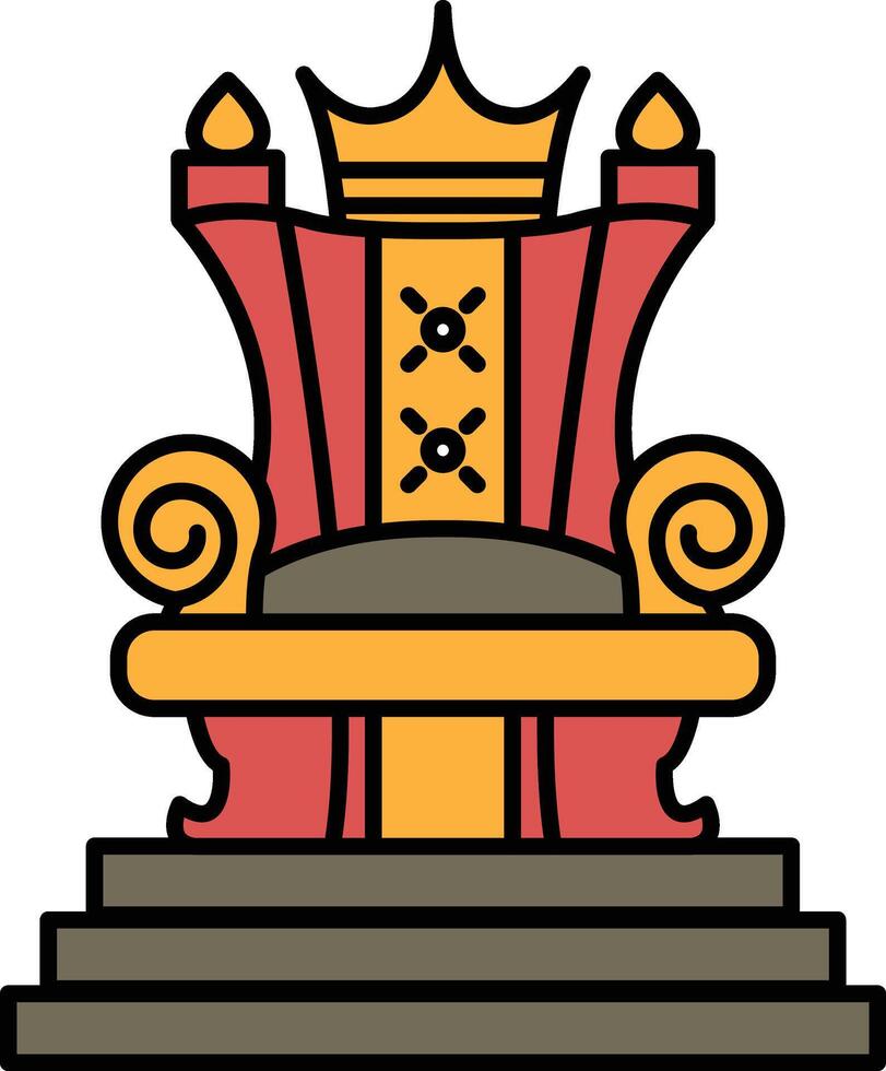 A cartoon drawing of a throne with a crown on top vector