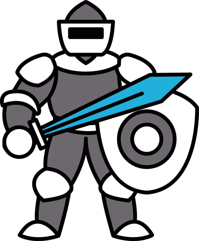 A cartoon character in a suit holding a sword and shield vector