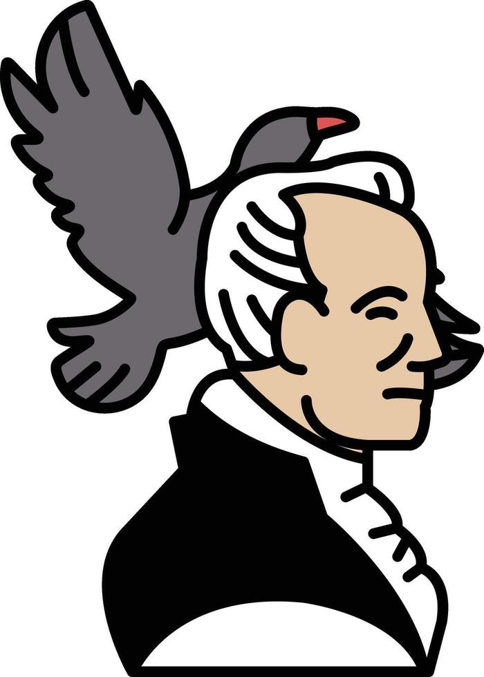 A man with a bird on his head vector